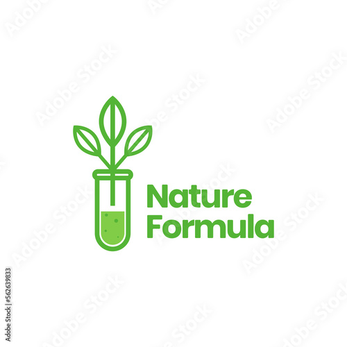laboratory labs glass with plant grow green formula nature logo design vector icon illustration template