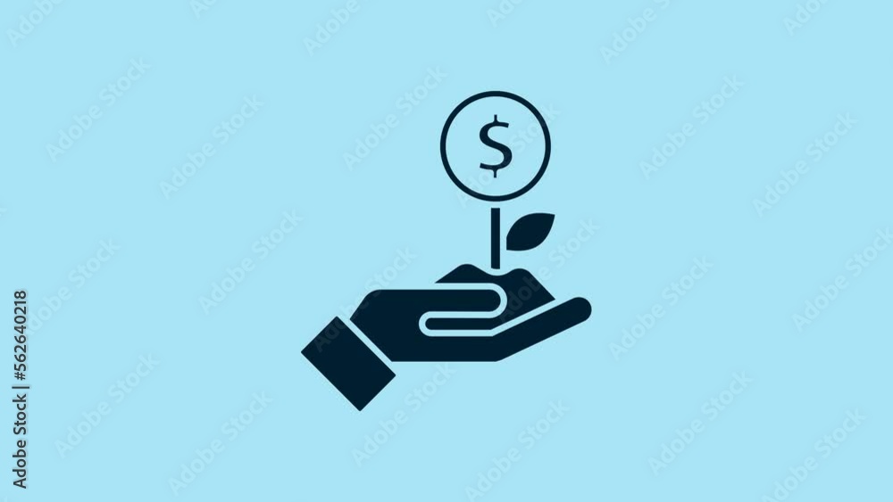 Blue Dollar plant icon isolated on blue background. Business investment growth concept. Money savings and investment. 4K Video motion graphic animation Blue Dollar plant icon isolated on blue background. Business investment growth concept. Money savings and investment. 4K Video motion graphic animation