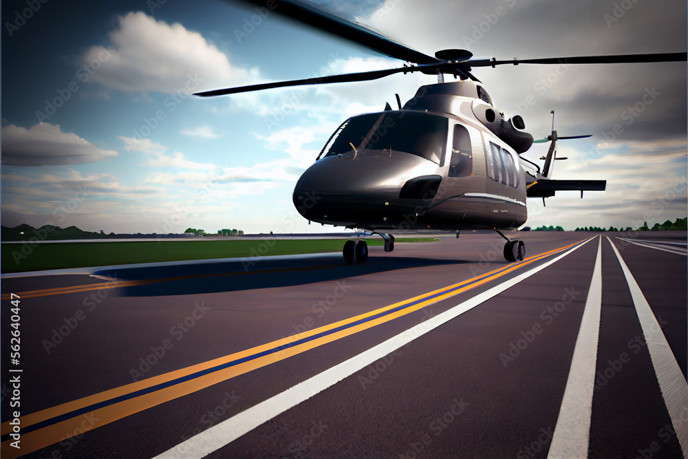 Helicopter at heliport ai generative Helicopter at heliport ai generative