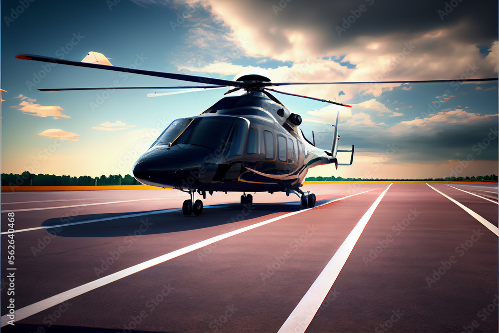 Helicopter at heliport ai generative Helicopter at heliport ai generative