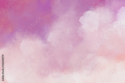 watercolor hand painted sky floating clouds pink purple pastel background Fairy tale background, beautiful sky, setting sun, light feeling