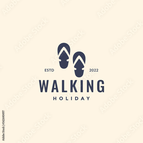 slippers relax walking healthcare holiday outfit hipster logo design vector icon illustration template