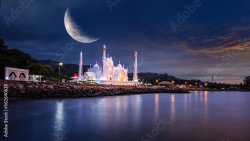 Beautiful Mosque in the wonderful day and night photo