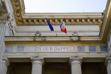 cour d'appel sign text on ancient wall interior building means in french appeal court justice