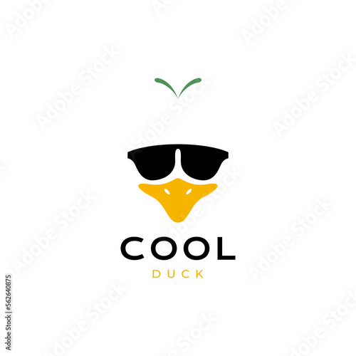 face duck beak with sunglasses cool mascot cartoon logo design vector icon illustration template