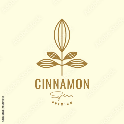 cinnamon plant tree skin spice taste cooking food hipster logo design vector icon illustration template