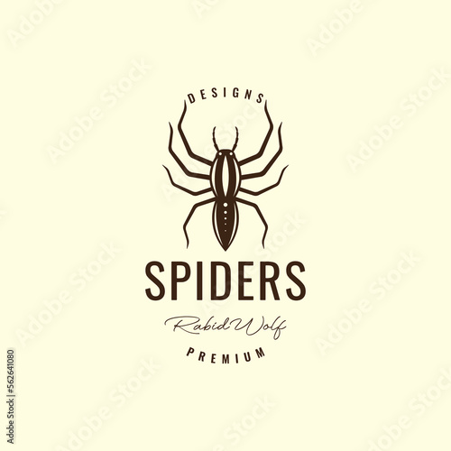 rabid wolf spider tarantula danger insect animal vintage hipster logo design vector icon illustration template