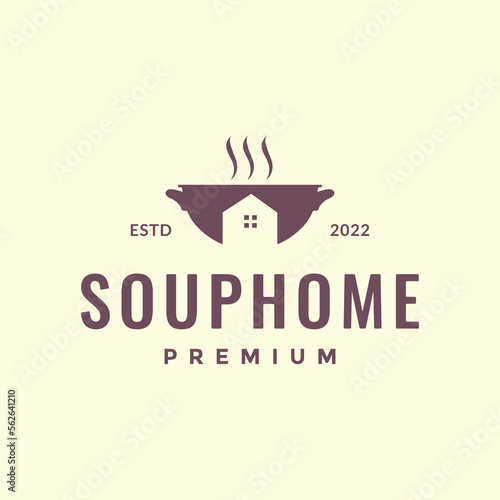 traditional cooking pan taste smell home kitchen restaurant hipster colored logo design icon illustration template