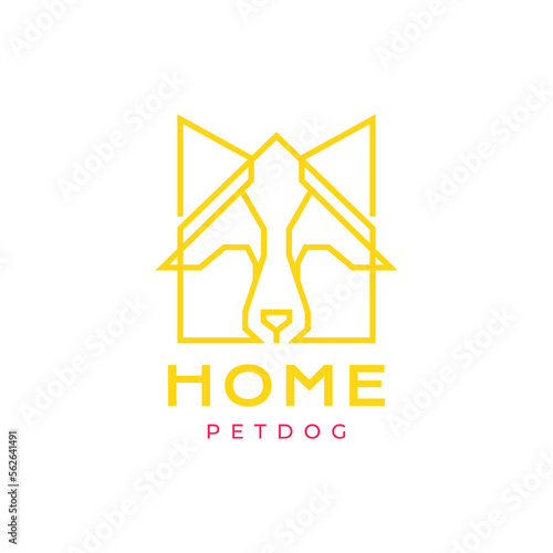 home cage dog pets friend animal geometric line modern logo design vector icon illustration template