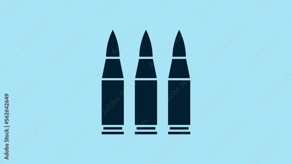 Blue Bullet icon isolated on blue background. 4K Video motion graphic animation Blue Bullet icon isolated on blue background. 4K Video motion graphic animation