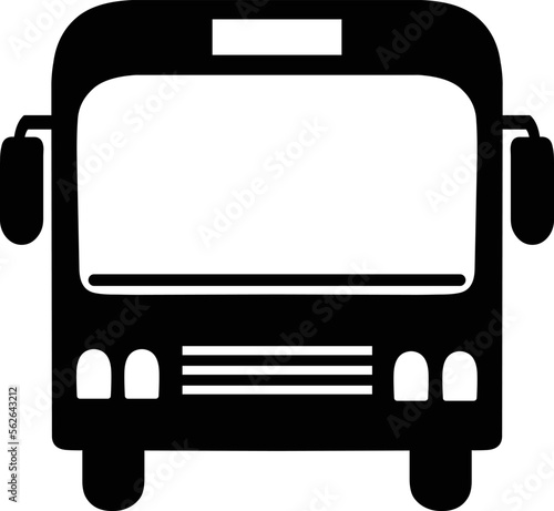 Front view of a black and white bus icon