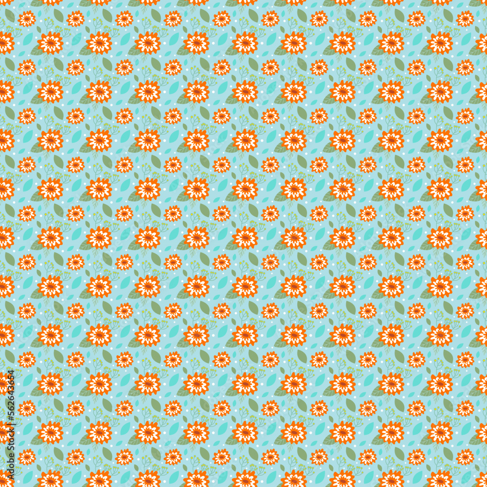 Flower doodle pattern seamless vector set on spring color tone Flower doodle pattern seamless vector set on spring color tone