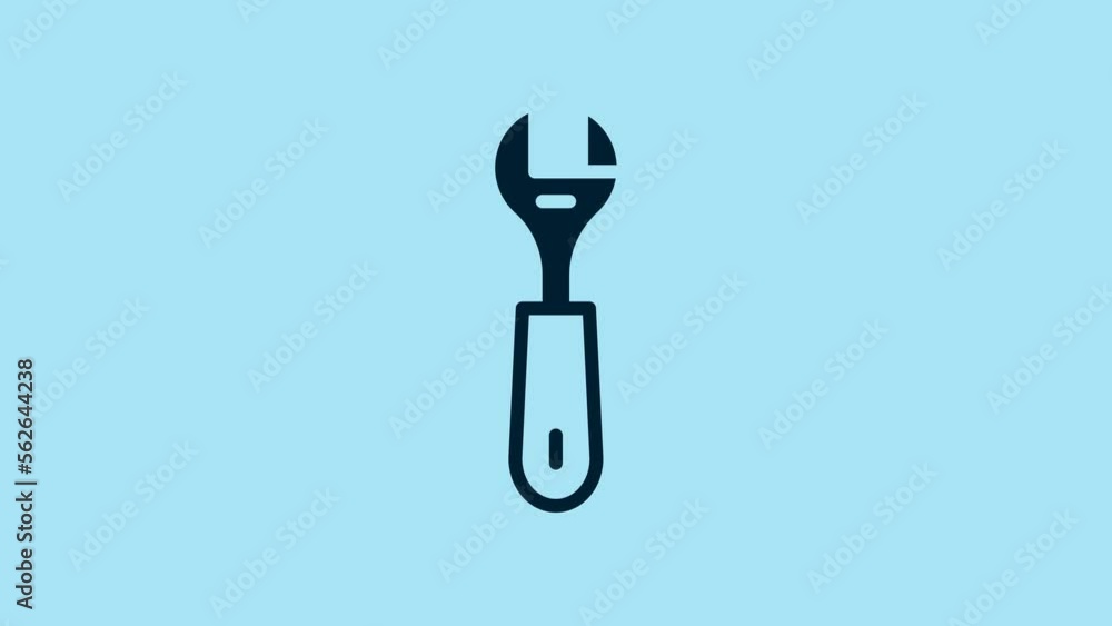 Blue Wrench spanner icon isolated on blue background. 4K Video motion graphic animation Blue Wrench spanner icon isolated on blue background. 4K Video motion graphic animation