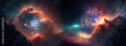 Cosmic Deep Space Background with Stars  Nebula  and Galaxies - Universe  Endless  Science Fiction  Wallpaper. Generative AI