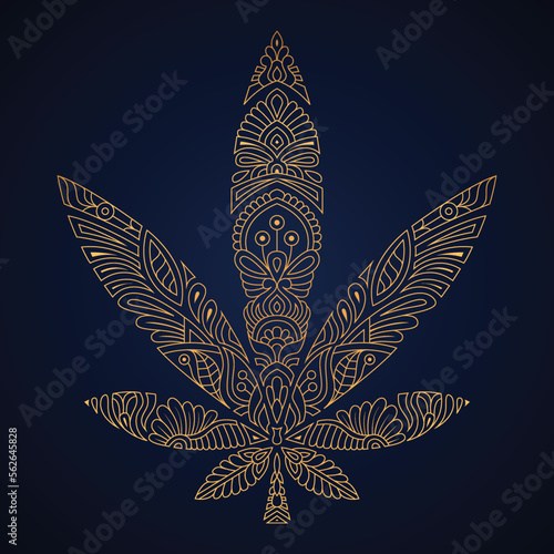 Cannabis marijuana Golden leaf illustration
