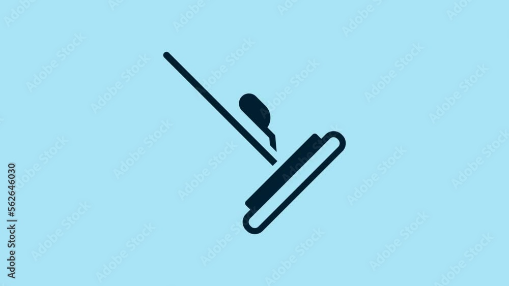 Blue Mop icon isolated on blue background. Cleaning service concept. 4K Video motion graphic animation Blue Mop icon isolated on blue background. Cleaning service concept. 4K Video motion graphic animation