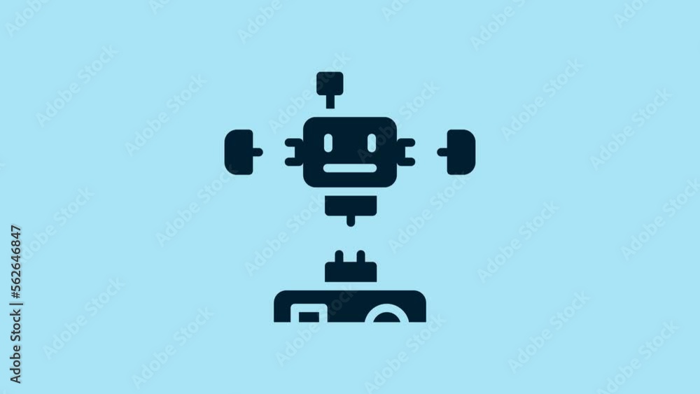 Blue Disassembled robot icon isolated on blue background. Artificial intelligence, machine learning, cloud computing. 4K Video motion graphic animation Blue Disassembled robot icon isolated on blue background. Artificial intelligence, machine learning, cloud computing. 4K Video motion graphic animation