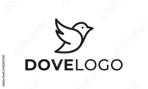simple bird logo design. dove with line art style creative abstract vector illustration.