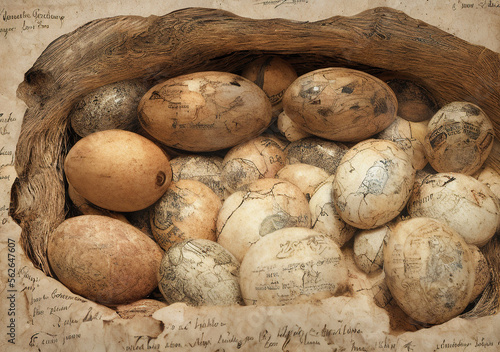 Parchment Art, drawing of a beautiful Easter Eggs , Easter, Christian festivity- AI Generated