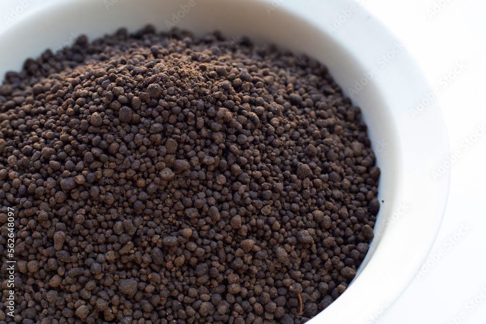 Fertilizer, chicken manure pellets. Natural plant food Fertilizer, chicken manure pellets. Natural plant food
