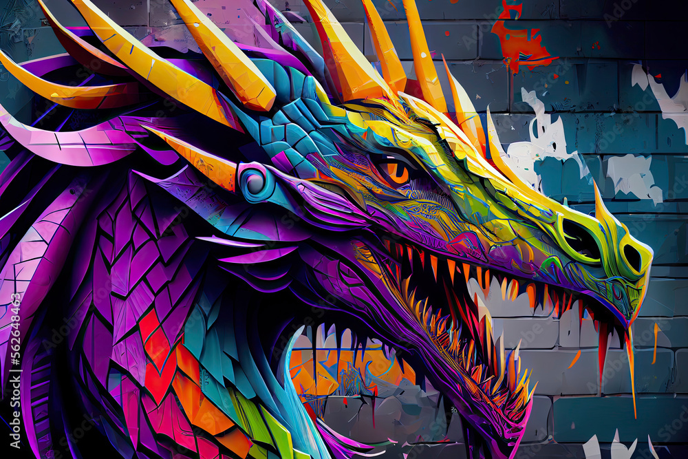 Fototapeta premium colorful dragon. Generative AI