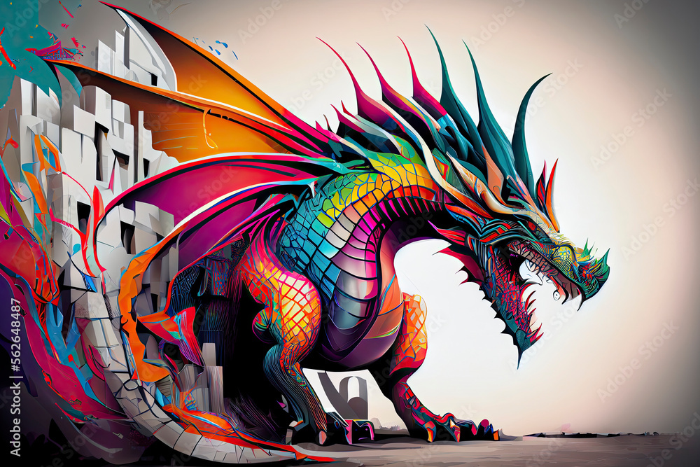 Fototapeta premium colorful dragon. Generative AI