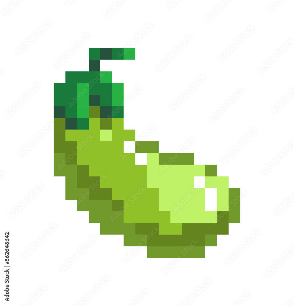 Ripe zucchini product, pixelated vegetable vector