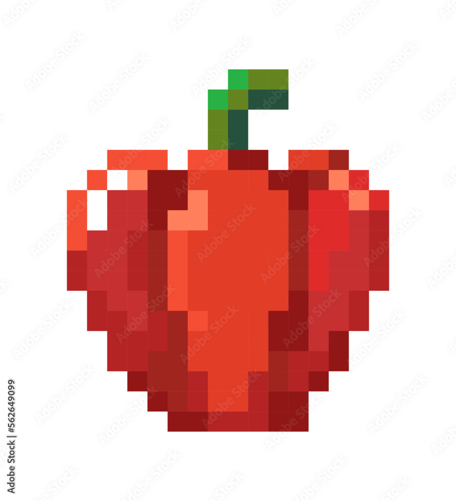 Fototapeta premium Paprika or bell pepper, pixelated 8 bit design