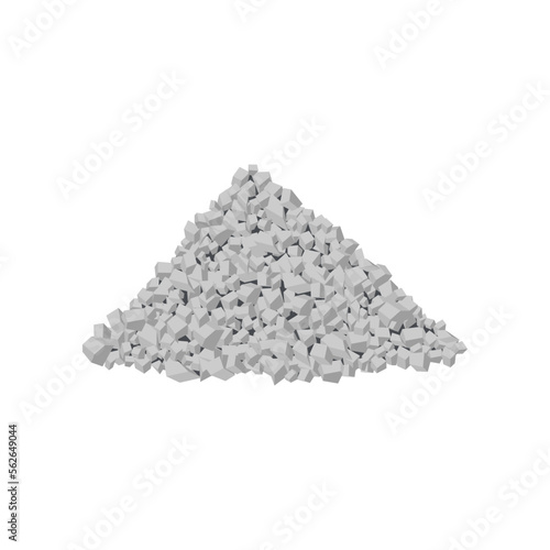 Heap of crashed rock or stones isolated on white background. Building material pile cartoon illustration. Construction material concept