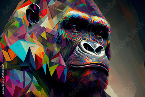 Fototapeta gorilla monkey head with creative colorful abstract elements