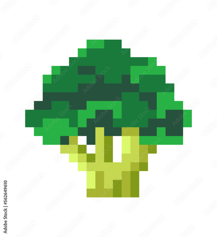 Pixel broccoli vegetable, veggies pixelated art Pixel broccoli vegetable, veggies pixelated art