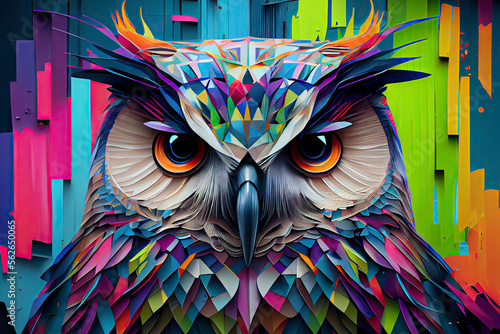 colorful owl with style pop art photo