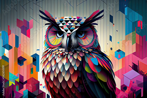 colorful owl with style pop art photo