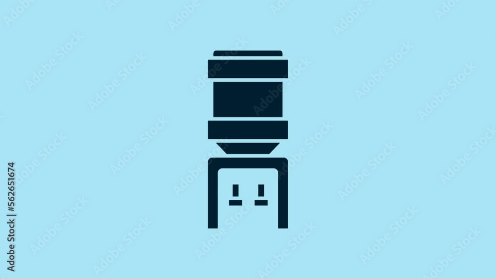 Blue Water cooler for office and home icon isolated on blue background. Water dispenser. Bottle office, plastic and liquid. 4K Video motion graphic animation Blue Water cooler for office and home icon isolated on blue background. Water dispenser. Bottle office, plastic and liquid. 4K Video motion graphic animation