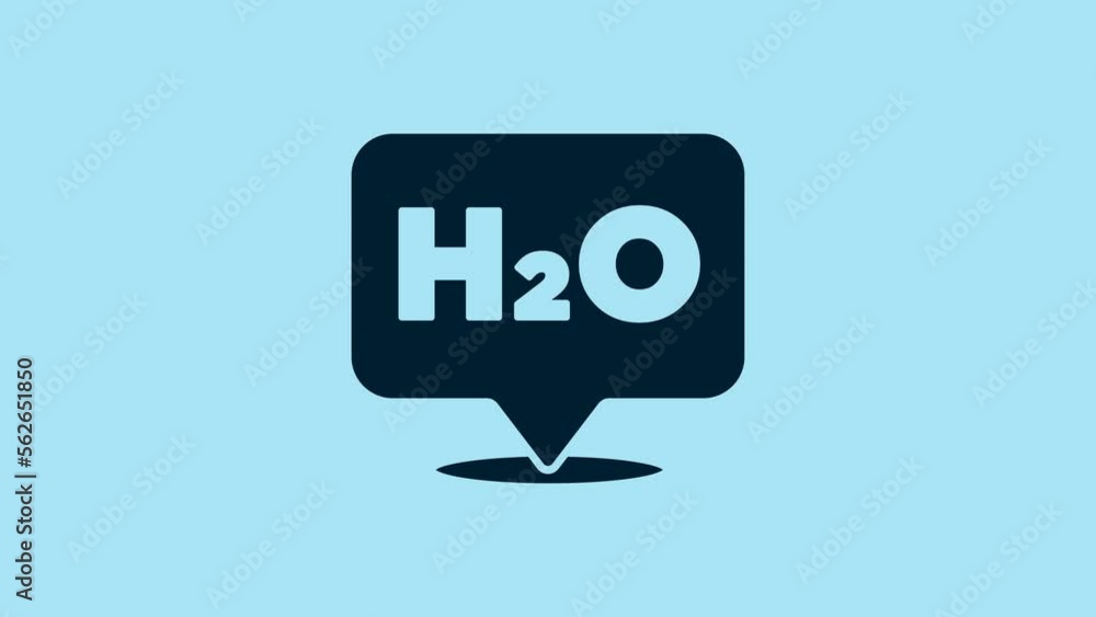 Blue Chemical formula for water drops H2O shaped icon isolated on blue background. 4K Video motion graphic animation Blue Chemical formula for water drops H2O shaped icon isolated on blue background. 4K Video motion graphic animation