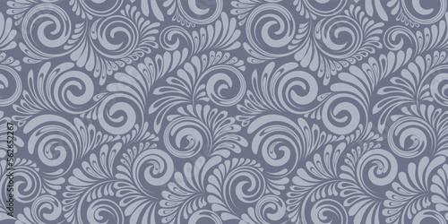 Floral curve elements vector seamless pattern