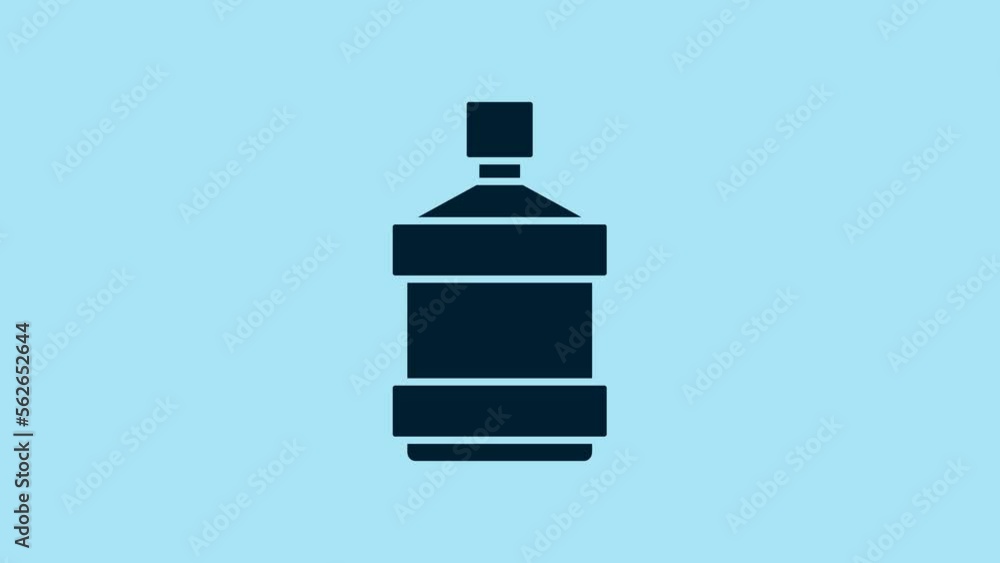 Blue Big bottle with clean water icon isolated on blue background. Plastic container for the cooler. 4K Video motion graphic animation Blue Big bottle with clean water icon isolated on blue background. Plastic container for the cooler. 4K Video motion graphic animation