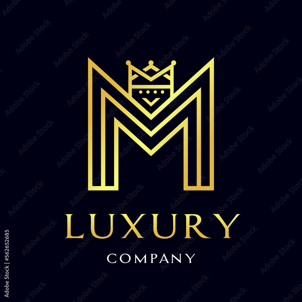 Letter M crown vector logo template. Design with gold color. Suitable for kingdom, fashion, font, alphabet. Vintage style. Letter M crown vector logo template. Design with gold color. Suitable for kingdom, fashion, font, alphabet. Vintage style.
