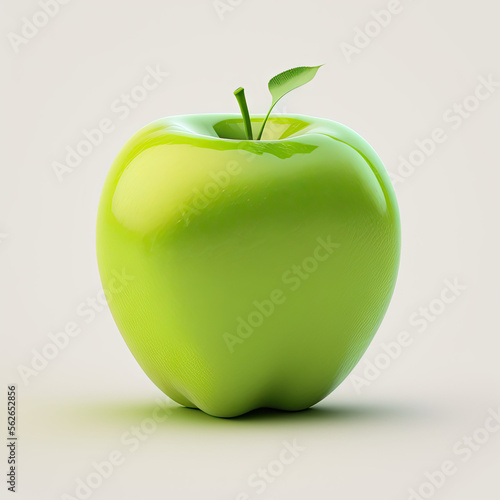 Green apple 3d  isolated on white background