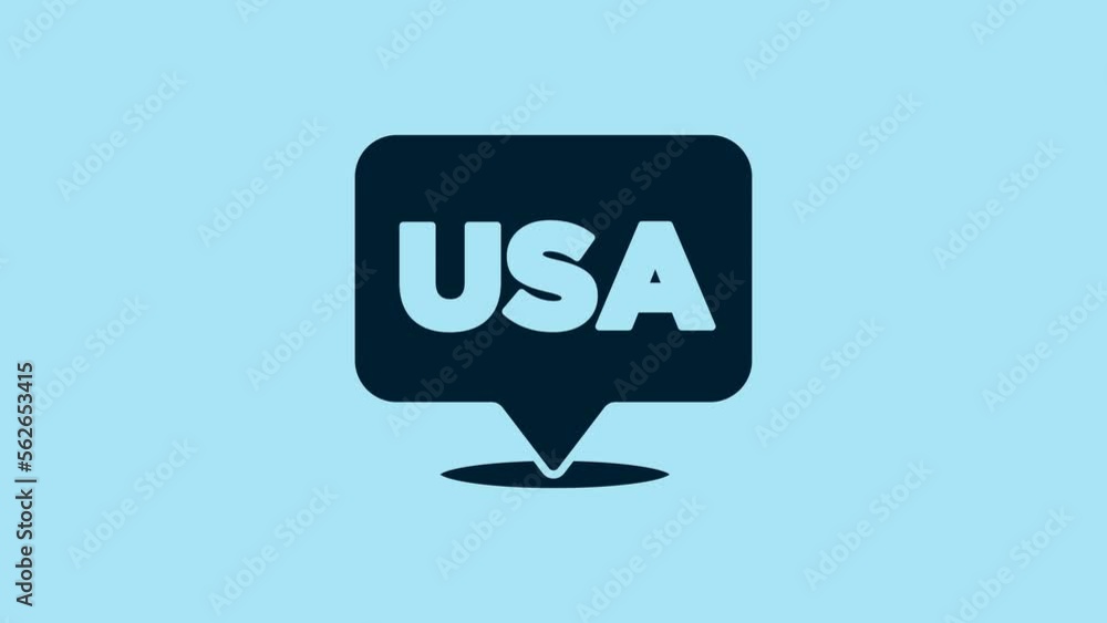 Blue USA Independence day icon isolated on blue background. 4th of July. United States of America country. 4K Video motion graphic animation Blue USA Independence day icon isolated on blue background. 4th of July. United States of America country. 4K Video motion graphic animation