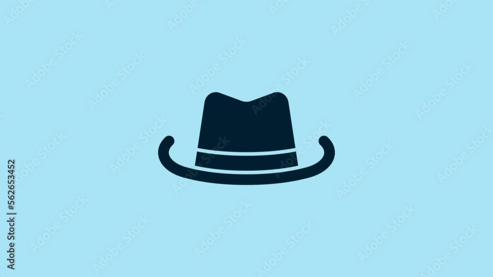 Blue Western cowboy hat icon isolated on blue background. 4K Video motion graphic animation Blue Western cowboy hat icon isolated on blue background. 4K Video motion graphic animation