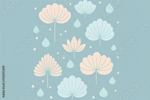 beautiful lotus flower art on light blue background With Generative AI