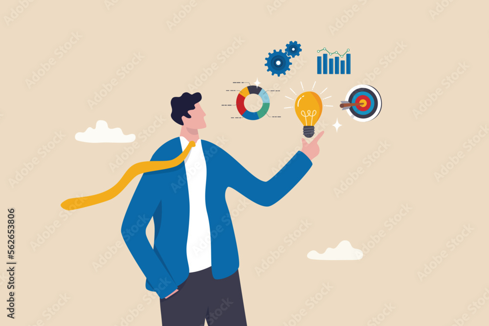 Business intelligence, data analysis for insight making business decision for success, information or report for management concept, businessman hold smart lightbulb with business intelligence data. Business intelligence, data analysis for insight making business decision for success, information or report for management concept, businessman hold smart lightbulb with business intelligence data.