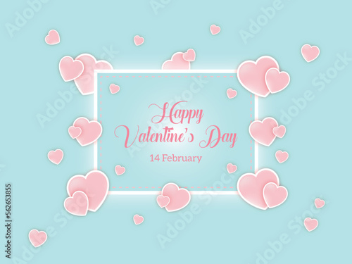 Minimal style valentine's day background with love hearts design. © Rahima