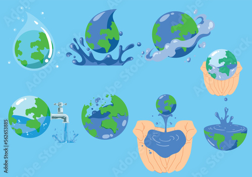 World water day icons set