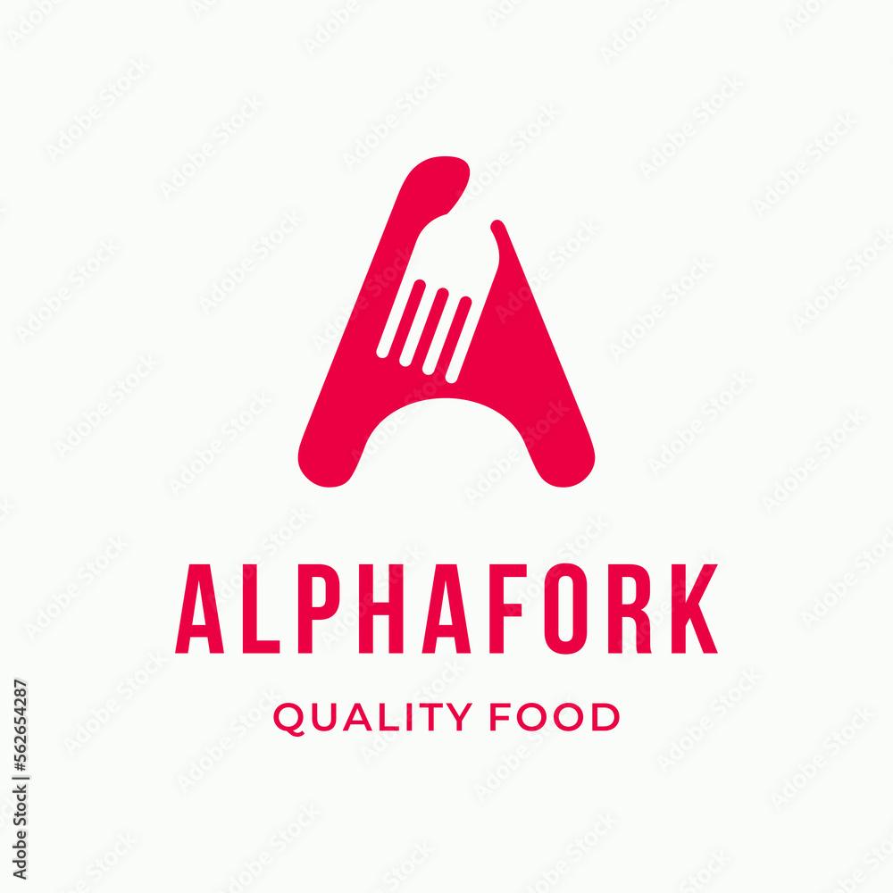 Abstract Fork culinary initial letter A typography custom logo design vector illustration Abstract Fork culinary initial letter A typography custom logo design vector illustration