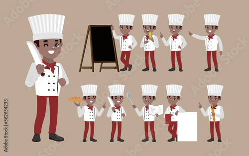 Set of chef with different poses