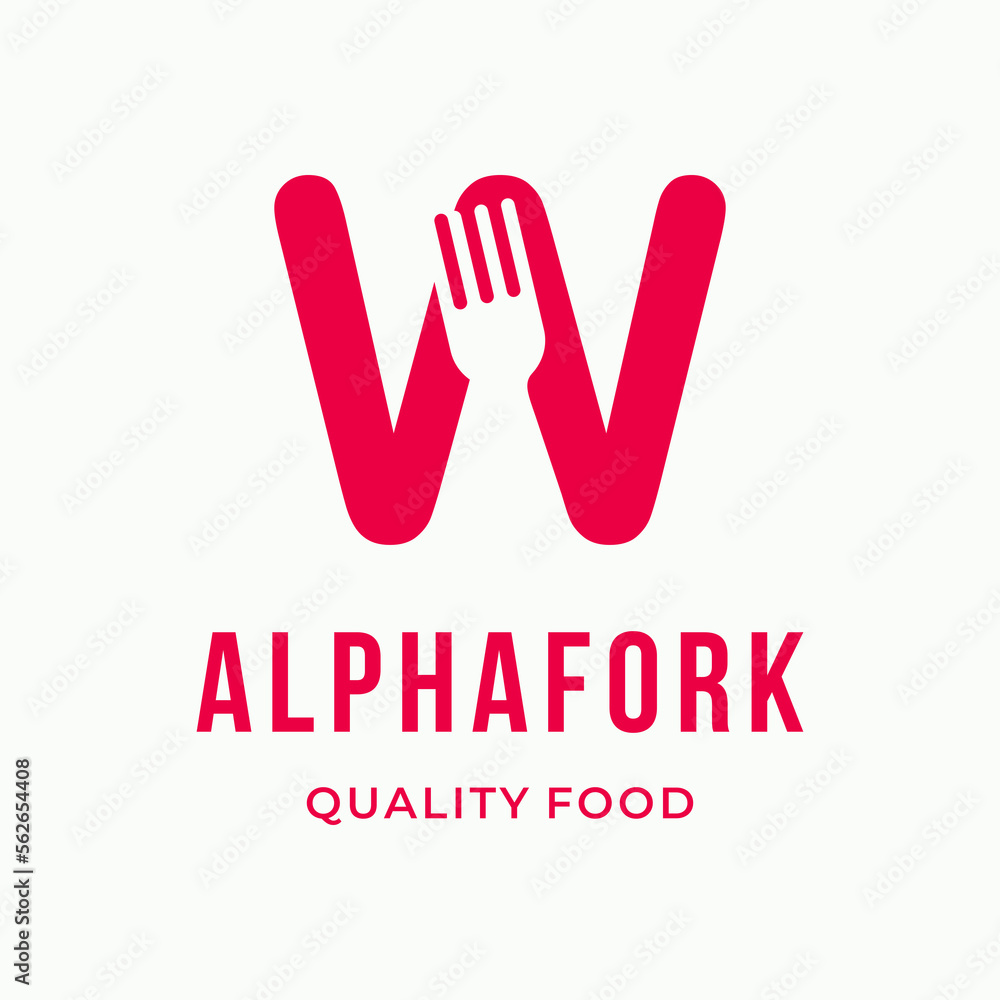 Abstract Fork culinary initial letter W typography custom logo design restaurant vector illustration Abstract Fork culinary initial letter W typography custom logo design restaurant vector illustration