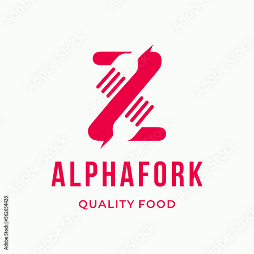 Abstract Fork culinary initial letter Z typography custom logo design restaurant vector illustration