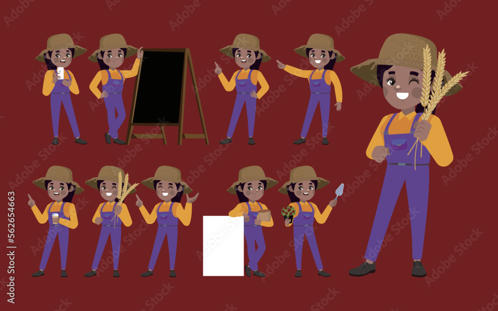 Set of farmer with different poses Set of farmer with different poses